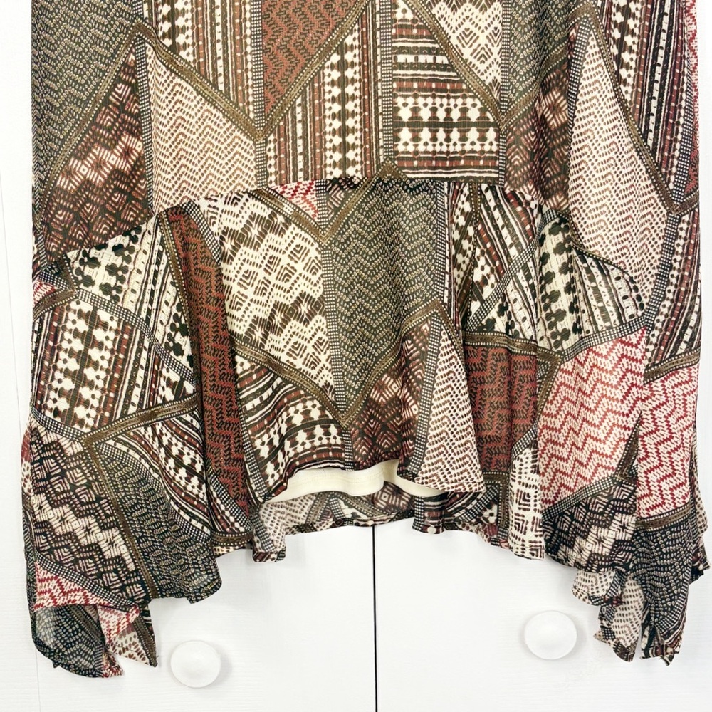 Catherines Brown Multi Patchwork Print Boho Handk… - image 7